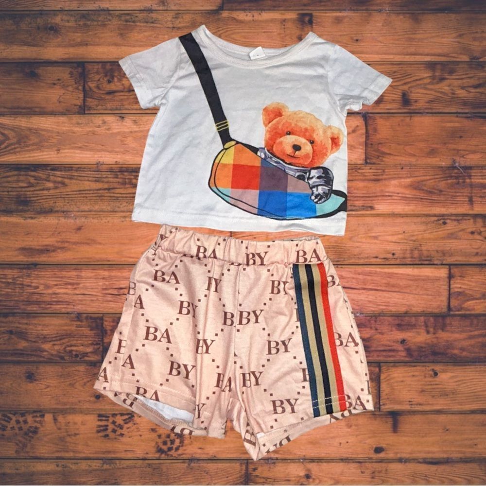 5 for $25🔥Shein Baby Bear Print Matching Set Baby Size 6-9 Months